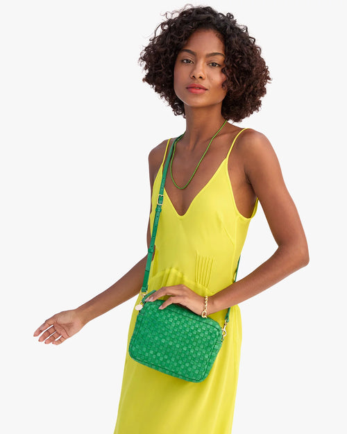 Clare V. Midi Sac Woven Checker in Grass