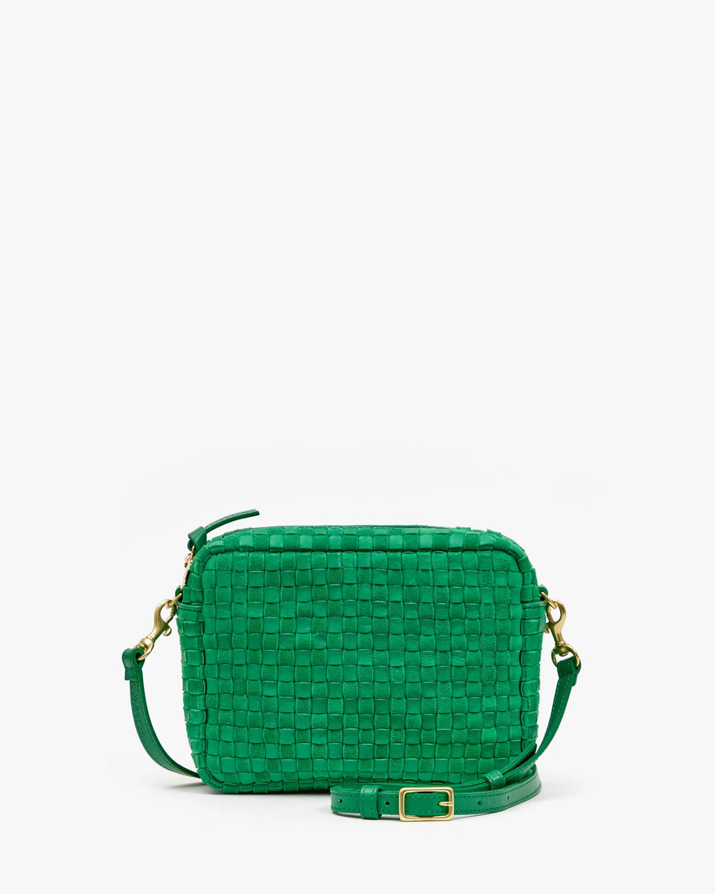Clare V. Midi Sac Woven Checker in Grass
