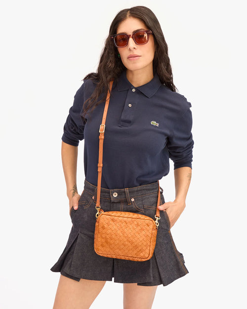 Clare V. Midi Sac Woven Diagonal in Natural