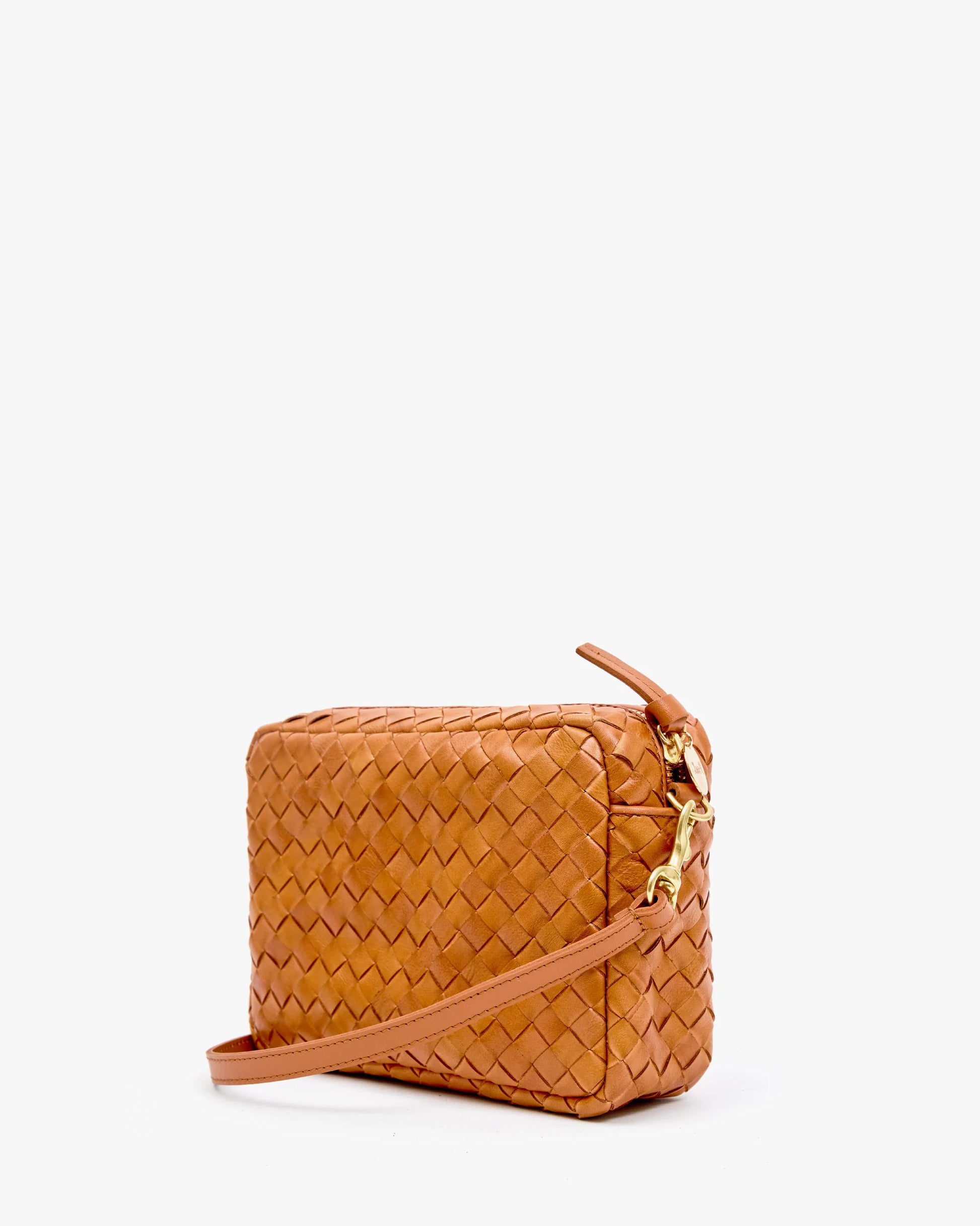 Clare V. Midi Sac Woven Diagonal in Natural