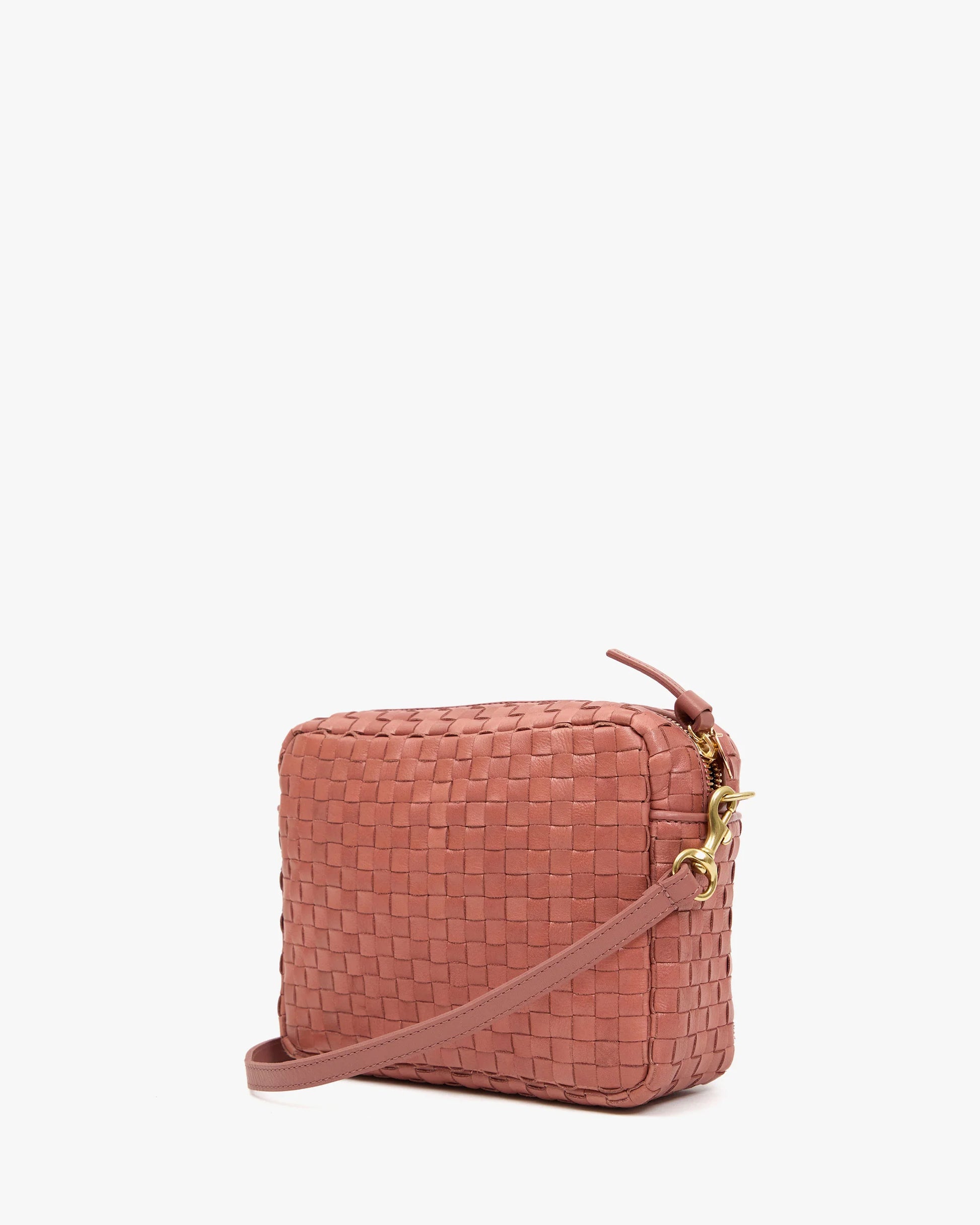 Clare V. Midi Sac Woven Checker in Rose Clay