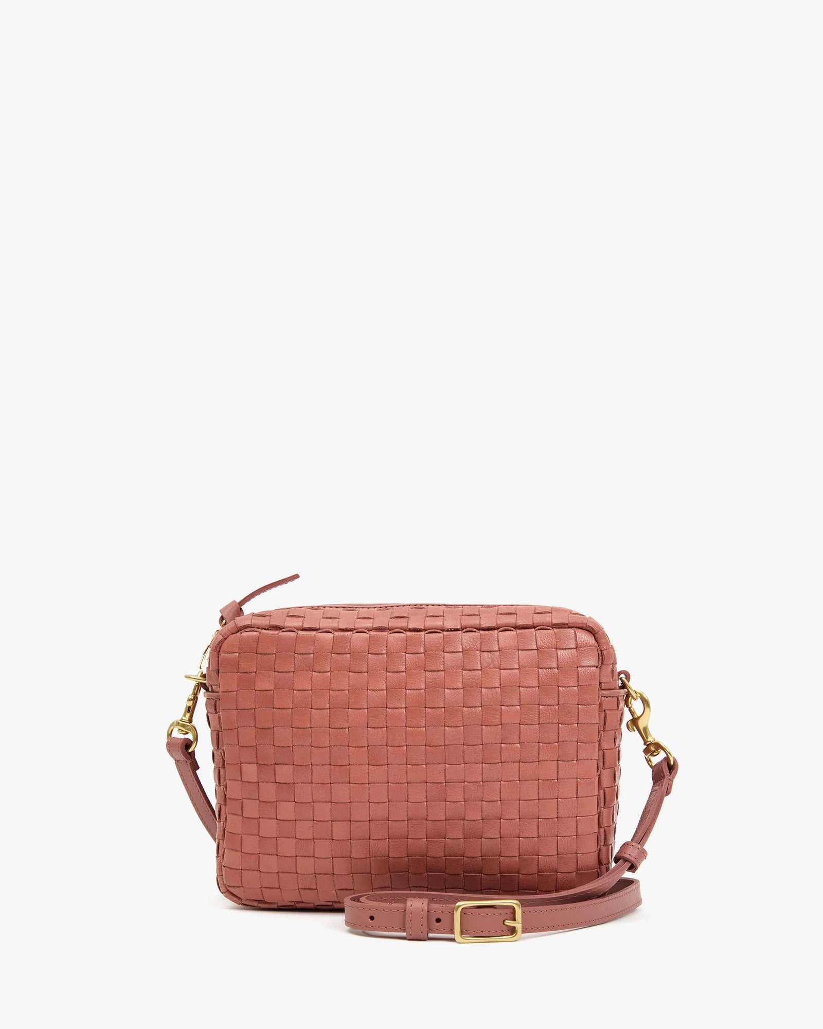 Clare V. Midi Sac Woven Checker in Rose Clay