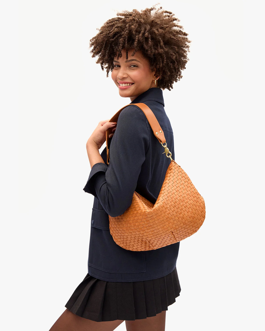 Clare V. Moyen Messenger Woven Checker in Natural