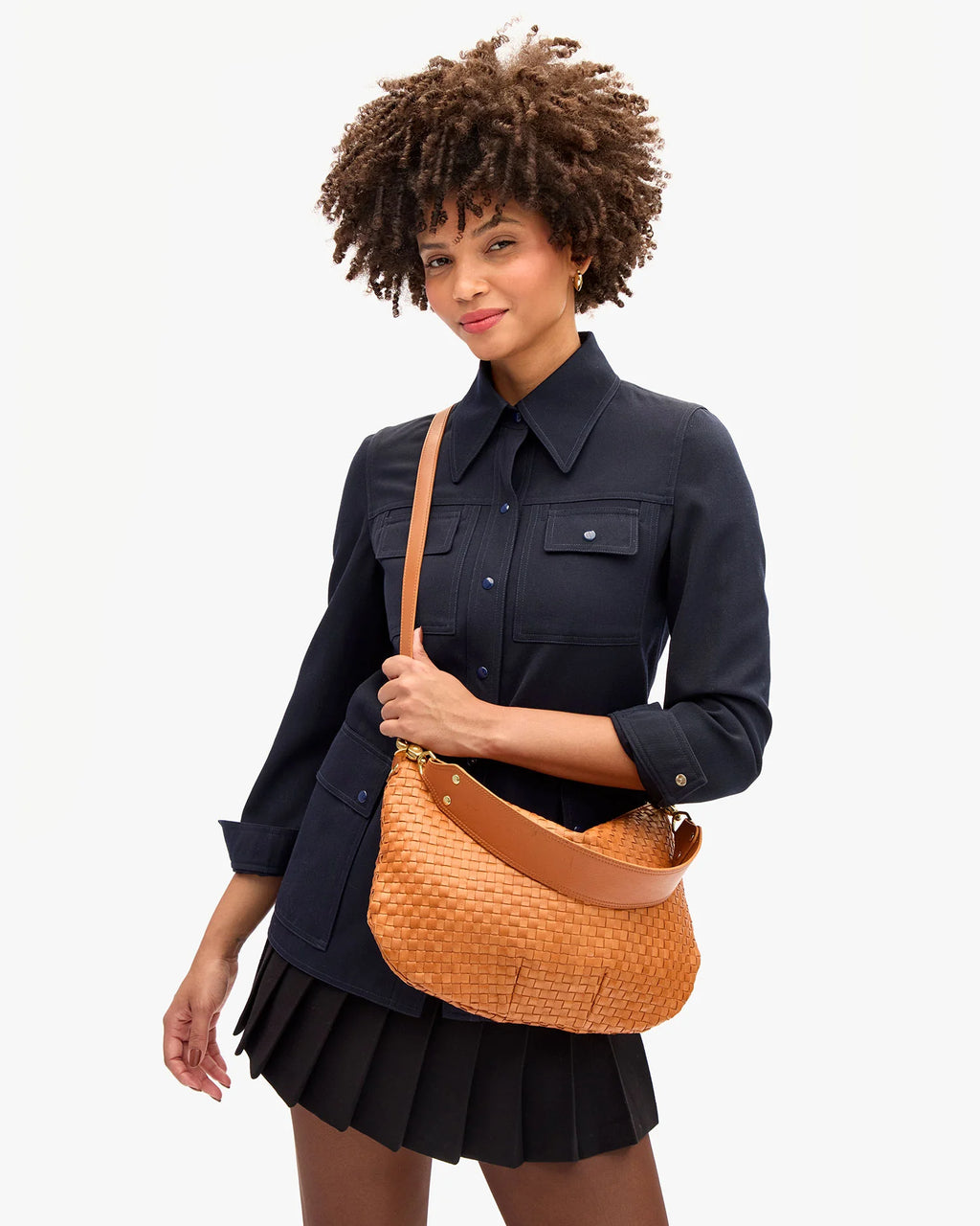 Clare V. Moyen Messenger Woven Checker in Natural