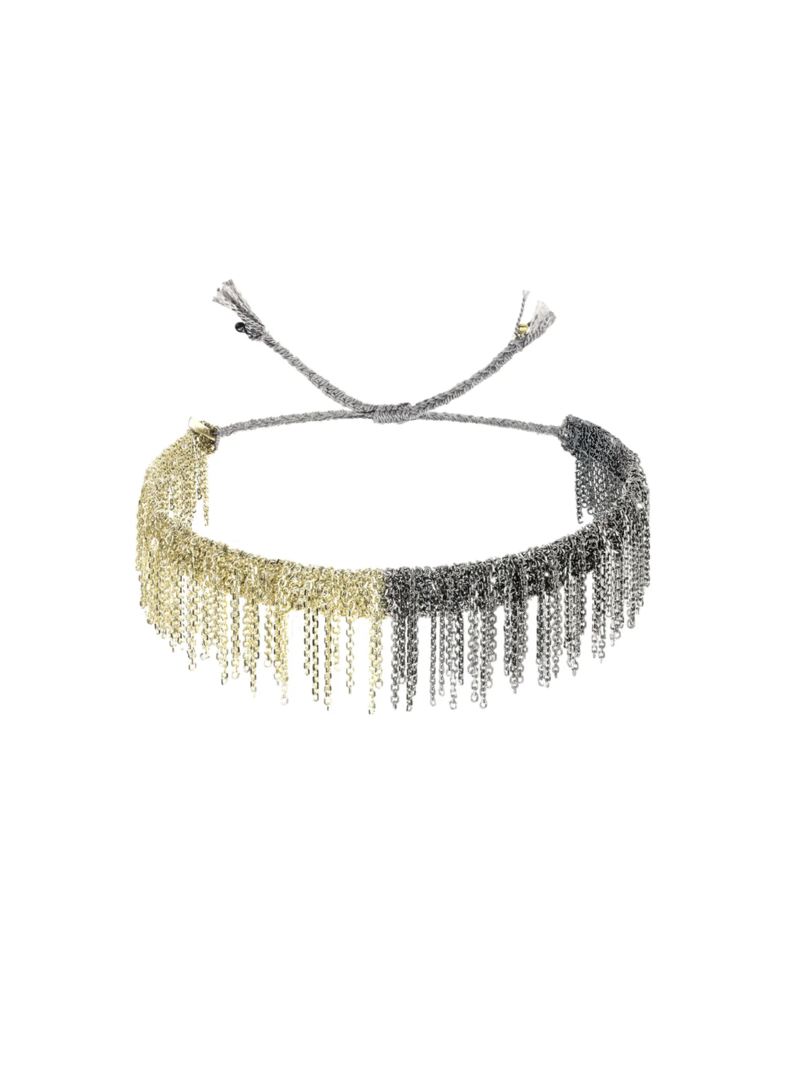 MLC Bicolor Woven Bracelet in Gold Ruthenium