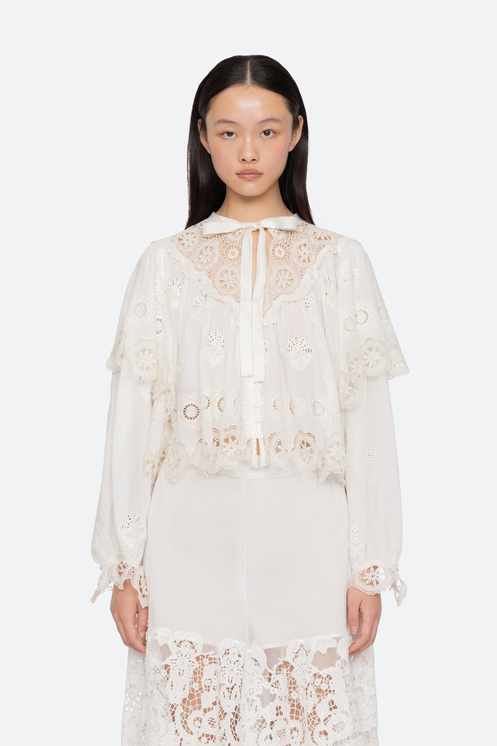 Sea New York Sofia Embroidery Long-Sleeve Top