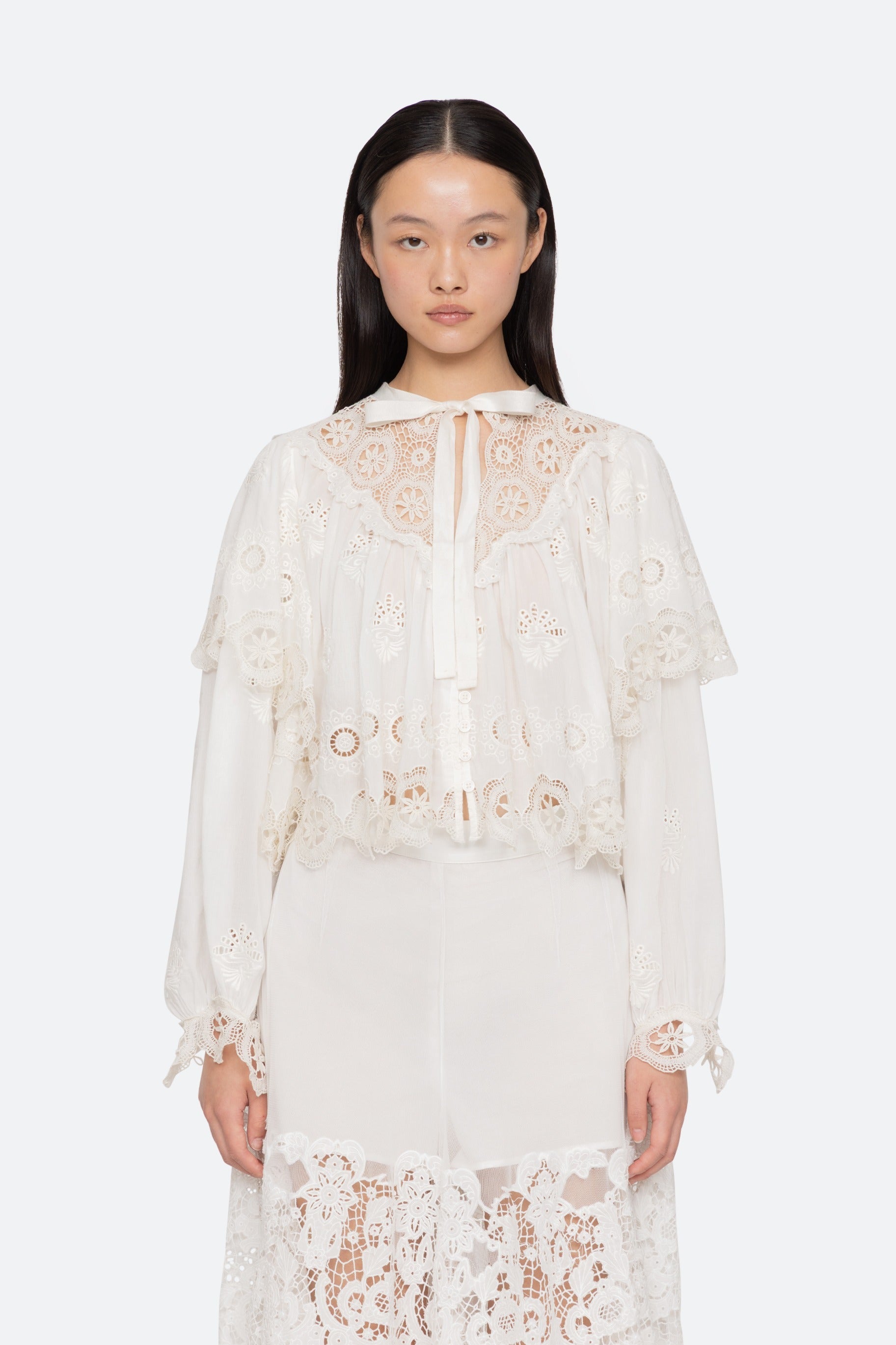 Sea New York Sofia Embroidery Long-Sleeve Top