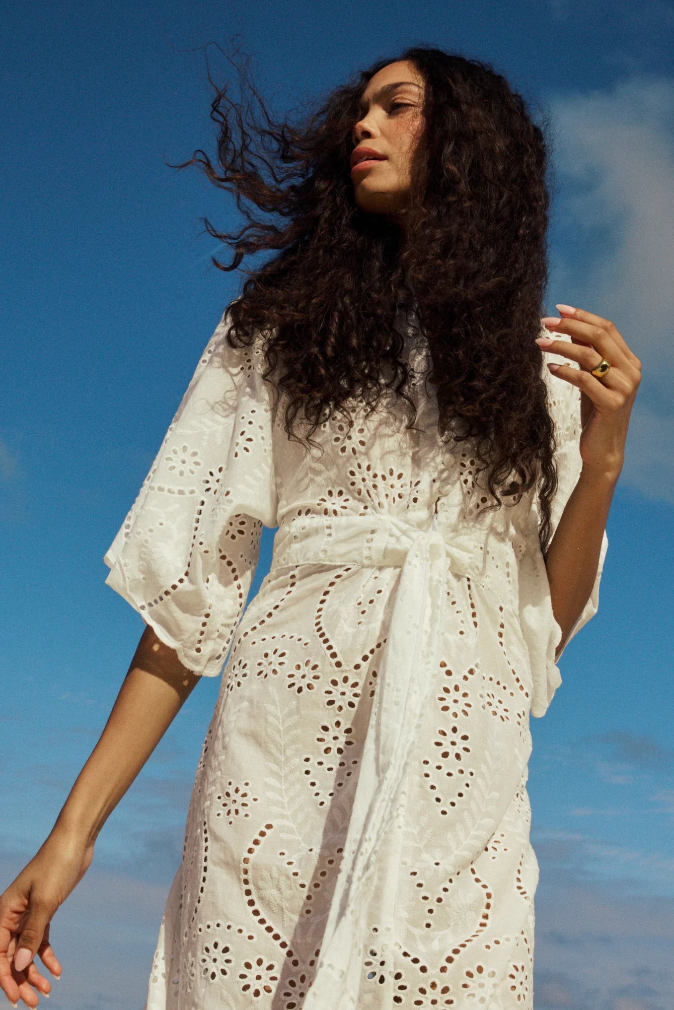 Natalie Martin Sarah Dress in Athena Embroidery Salt
