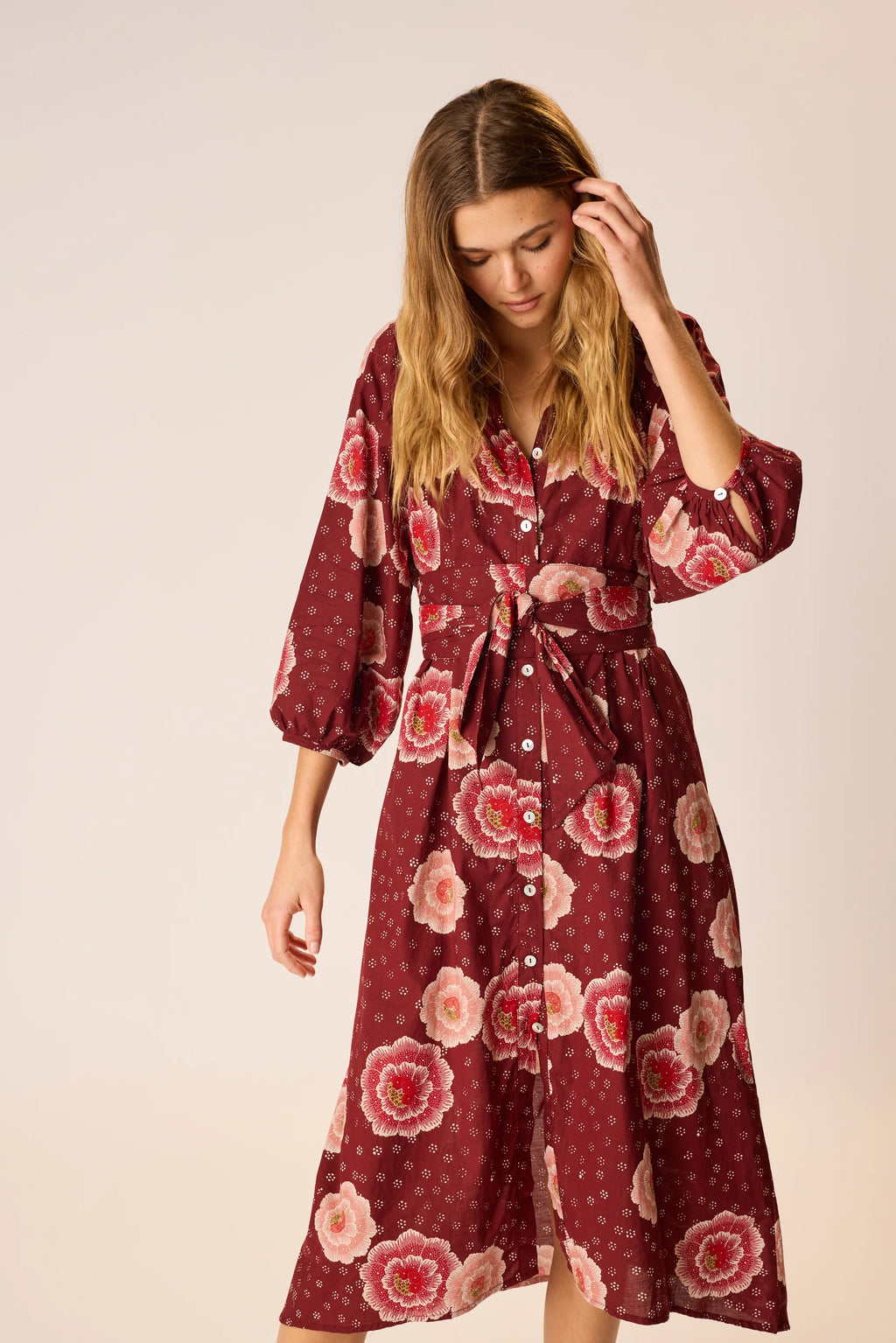 Natalie Martin Alex Midi Dress in Poppy Cherry