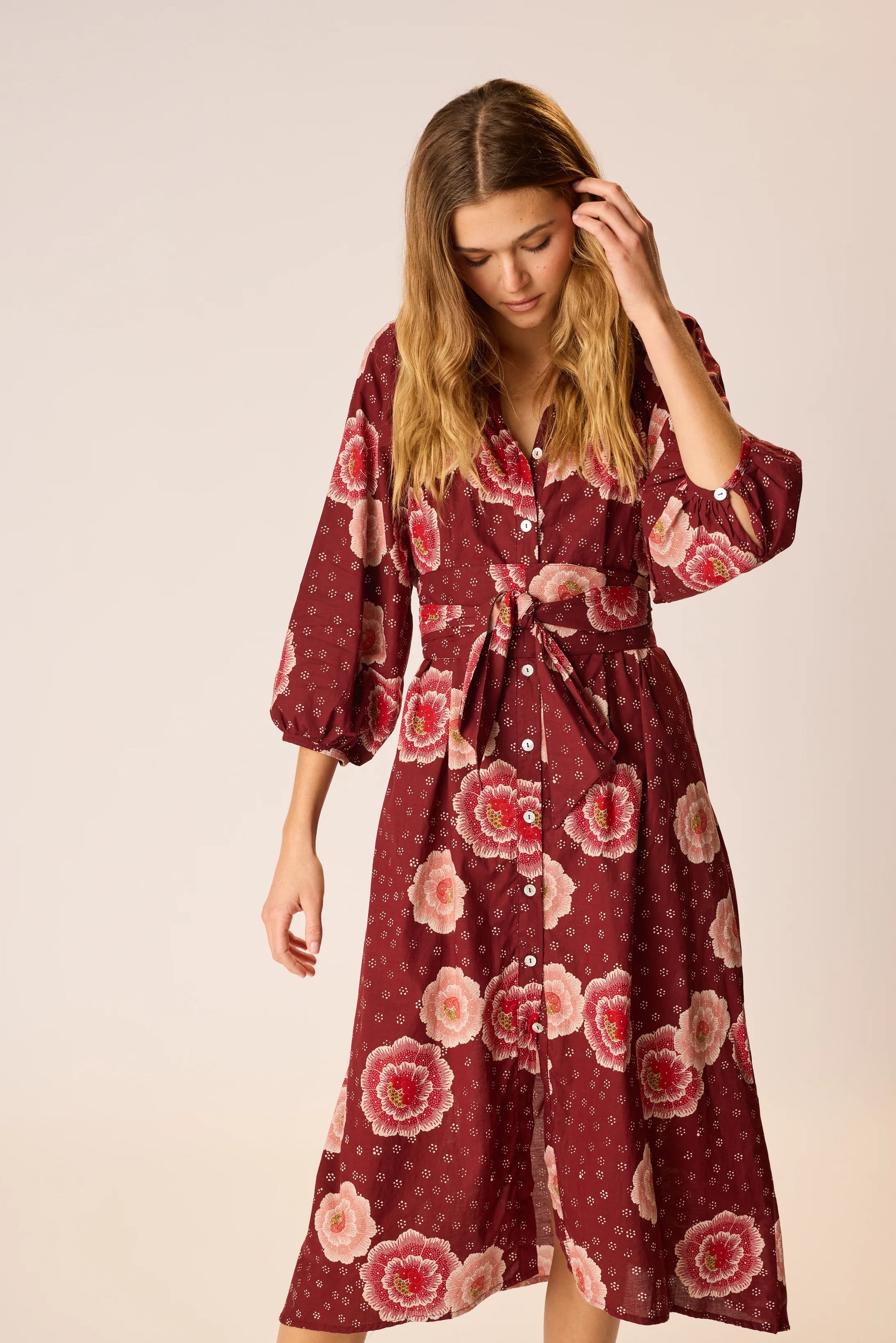 Natalie Martin Alex Midi Dress in Poppy Cherry