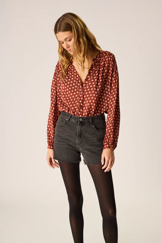 Natalie Martin Tolan Shirt in Polka Dot Cappuccino