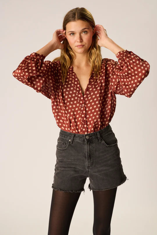 Natalie Martin Tolan Shirt in Polka Dot Cappuccino