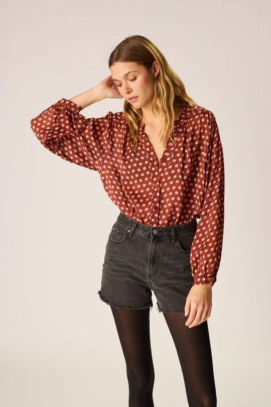 Natalie Martin Tolan Shirt in Polka Dot Cappuccino