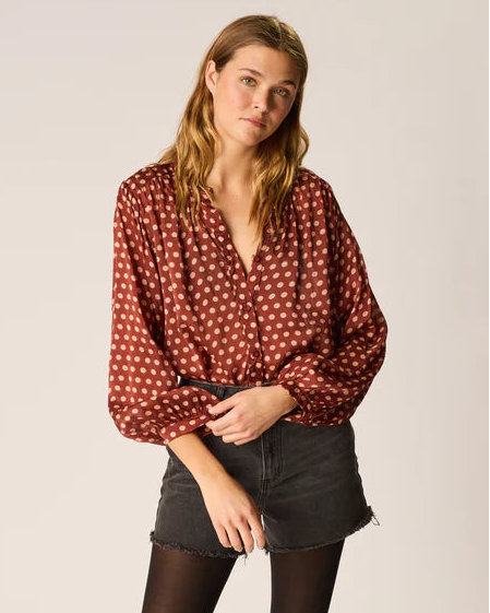 Natalie Martin Tolan Shirt in Polka Dot Cappuccino