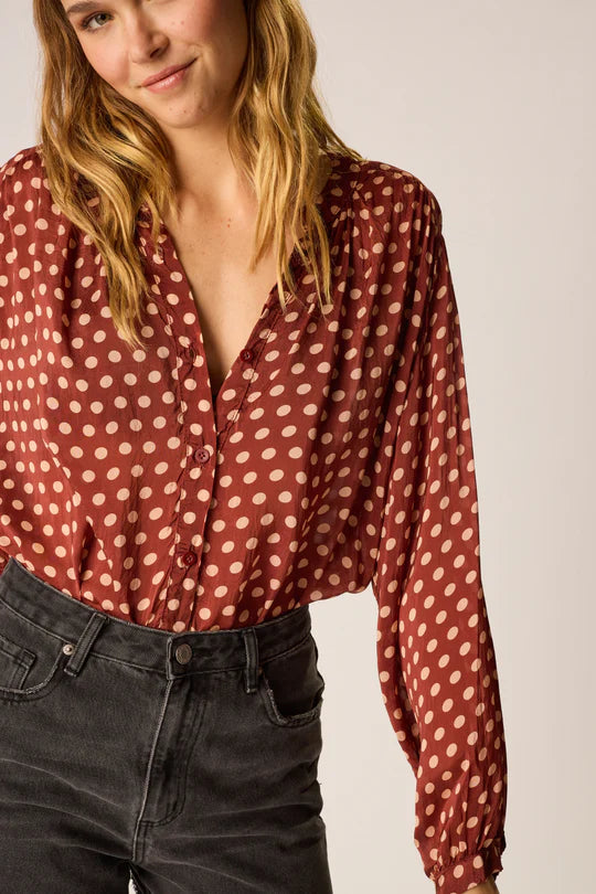 Natalie Martin Tolan Shirt in Polka Dot Cappuccino