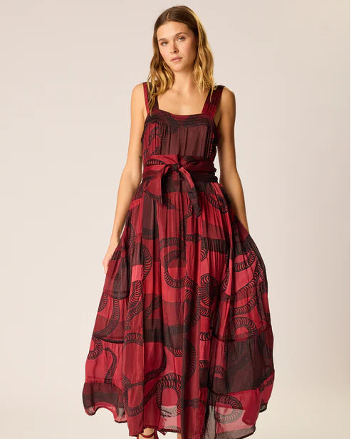 Natalie Martin Jasmine Maxi Dress in Ament Snake Oxblood