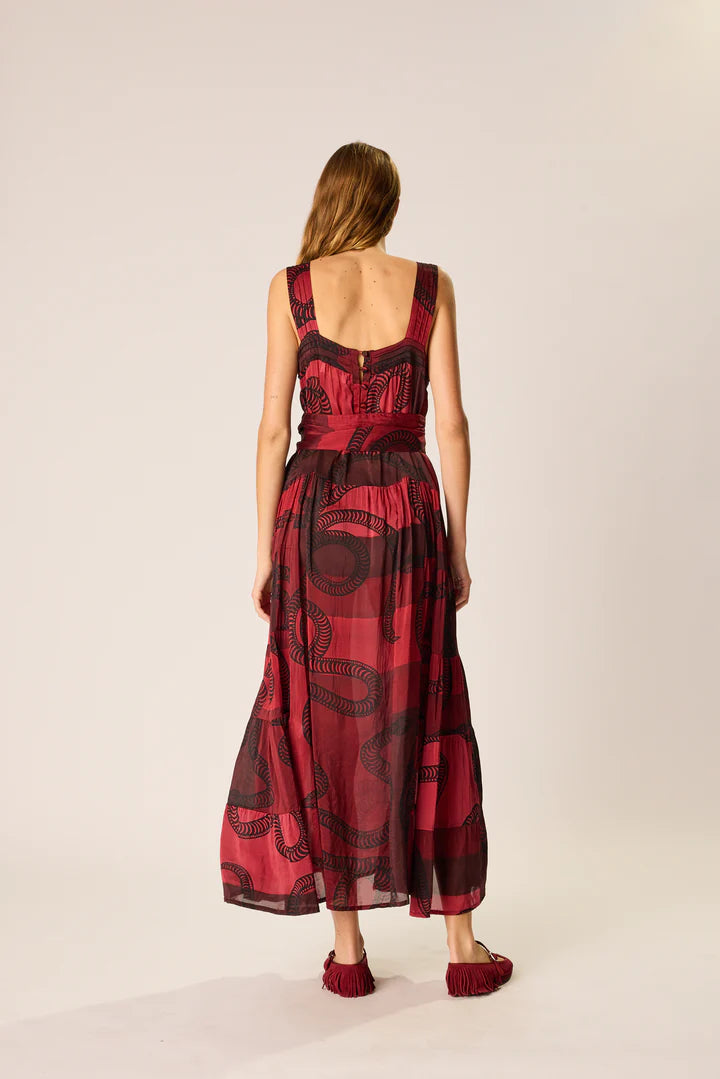 Natalie Martin Jasmine Maxi Dress in Ament Snake Oxblood