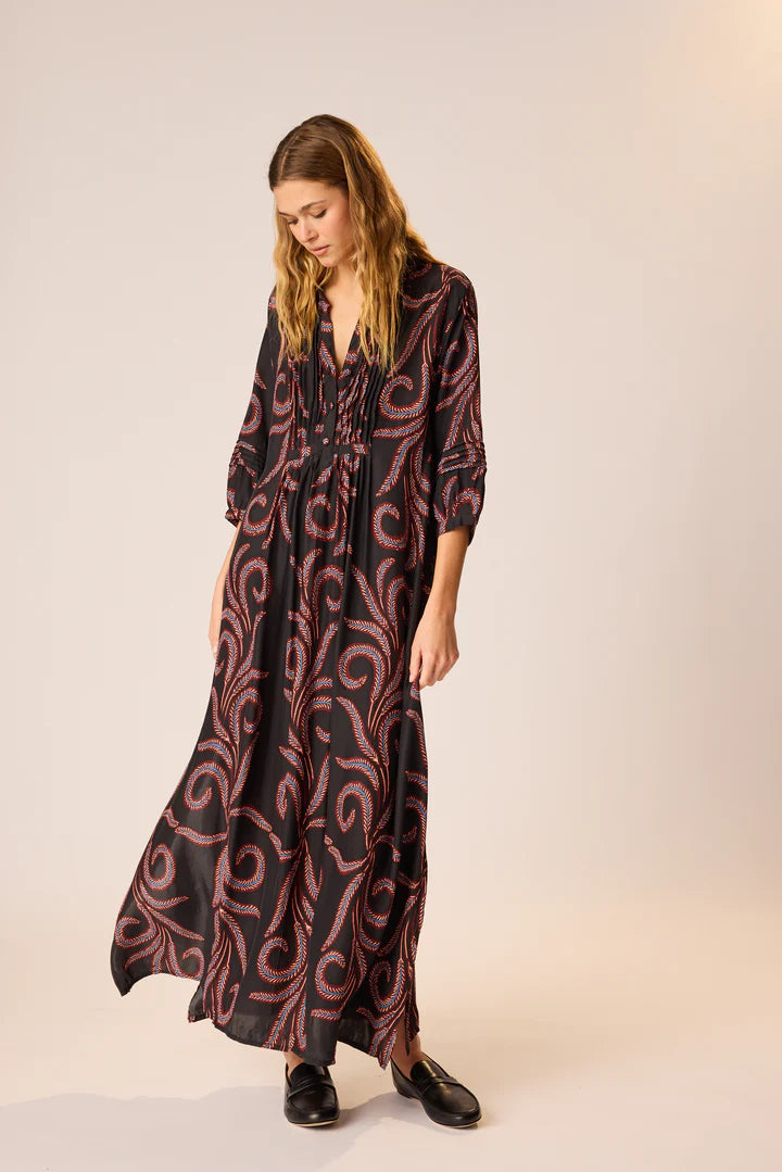 Natalie Martin Sammie Maxi Dress in Feather Black