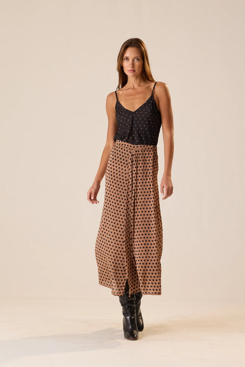 Natalie Martin Capucine Skirt in Grande Polka Dot Black & Tan