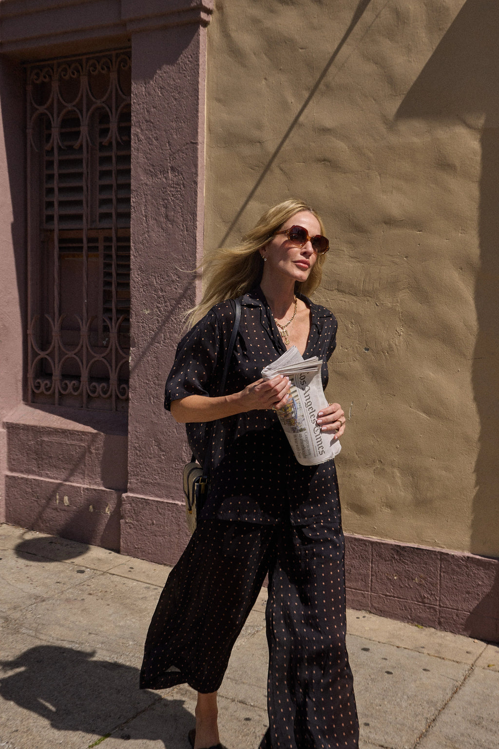 Natalie Martin Lauren Pant in Petite Polka Dot Black & Tan