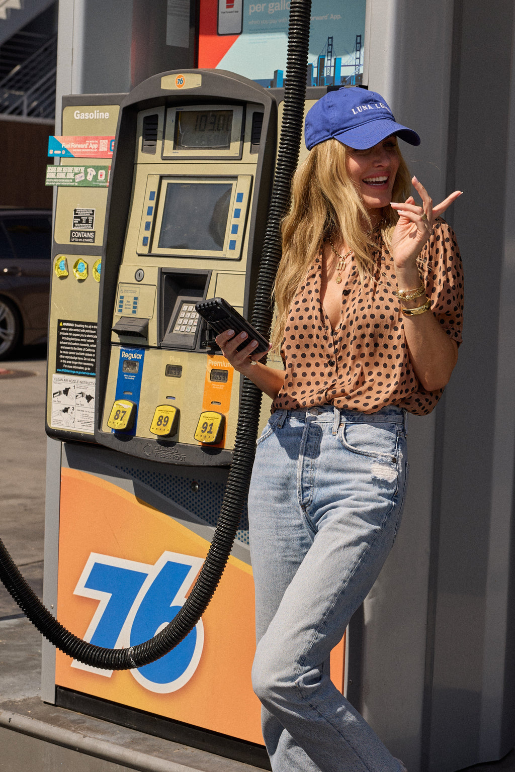 Natalie Martin Violet Top in Grande Polka Dot Black & Tan