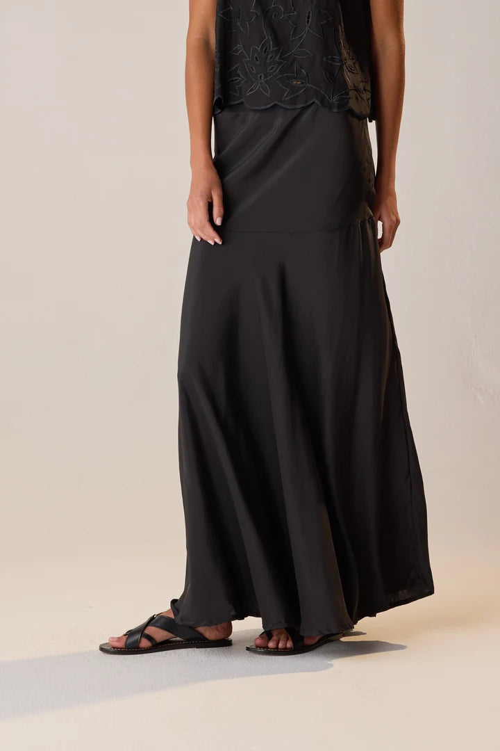 Natalie Martin Aubrey Skirt in Black Silk