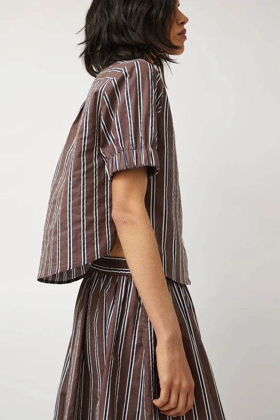 No. 6 Chloe Top in Cambridge Brown Stripe