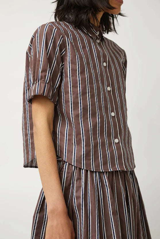 No. 6 Chloe Top in Cambridge Brown Stripe