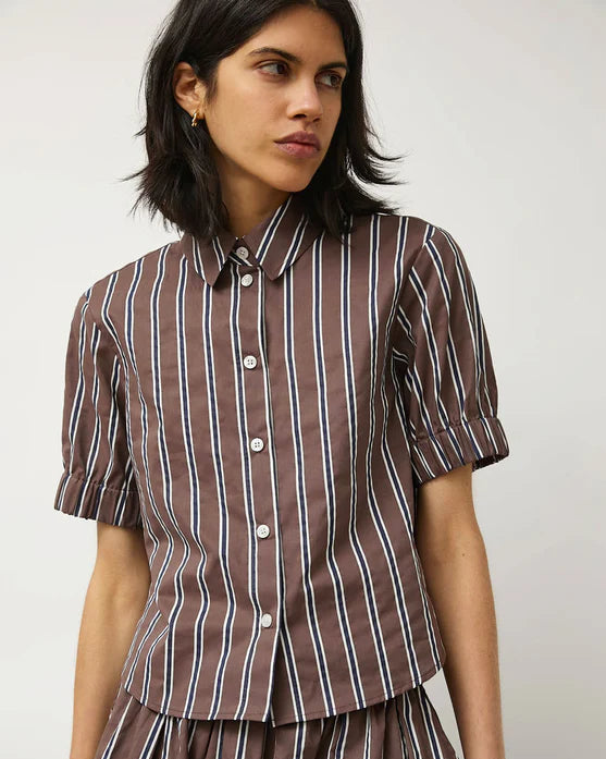 No. 6 Chloe Top in Cambridge Brown Stripe