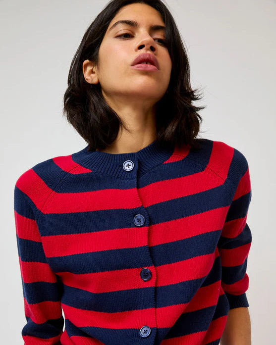 No. 6 Colette Cardi in Navy and Red Stripe