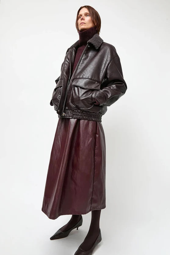 No. 6 Connor Jacket in Bordeaux Sherpa
