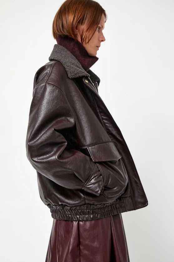 No. 6 Connor Jacket in Bordeaux Sherpa