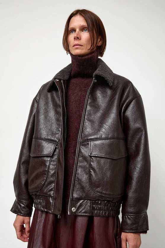 No. 6 Connor Jacket in Bordeaux Sherpa