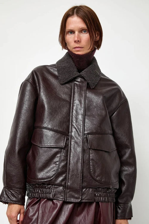 No. 6 Connor Jacket in Bordeaux Sherpa