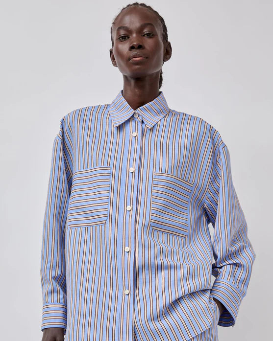 No. 6 Lake Shirt in Oxford Stripe
