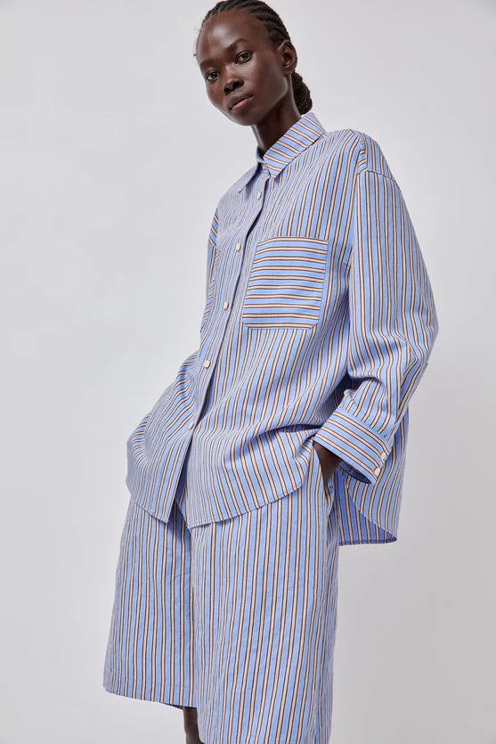 No. 6 Lake Shirt in Oxford Stripe