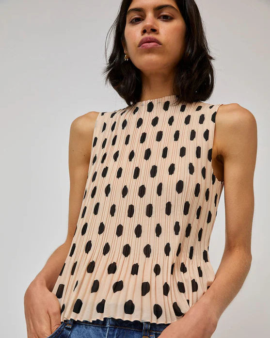 No. 6 Rae Tank in Cream Dot