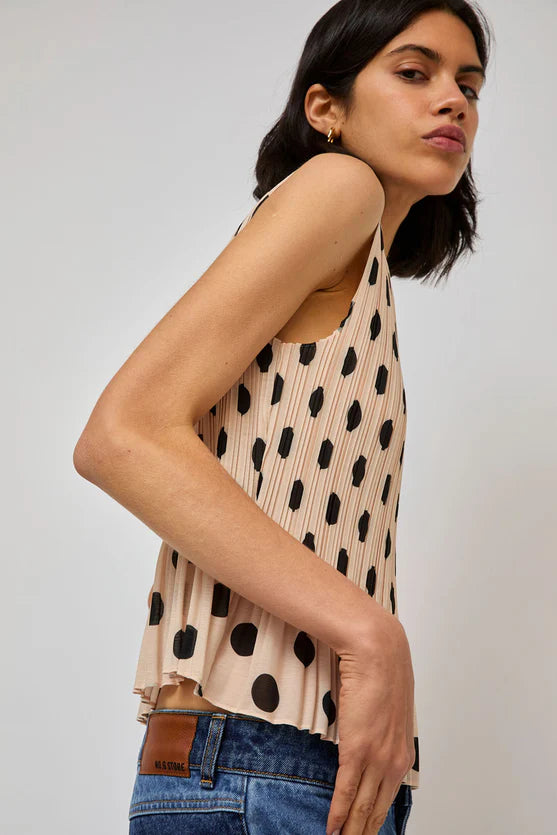 No. 6 Rae Tank in Cream Dot