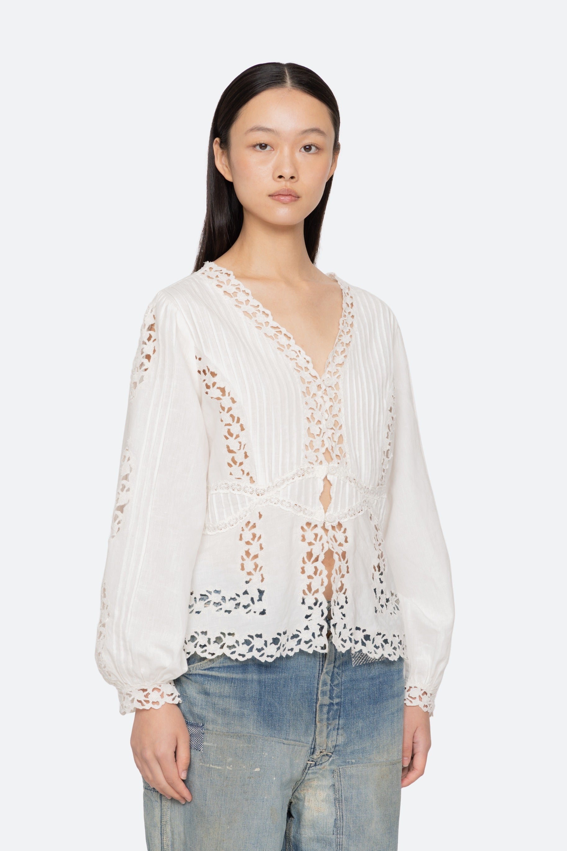 Sea New York Sofia Embroidery Long-Sleeve Blouse