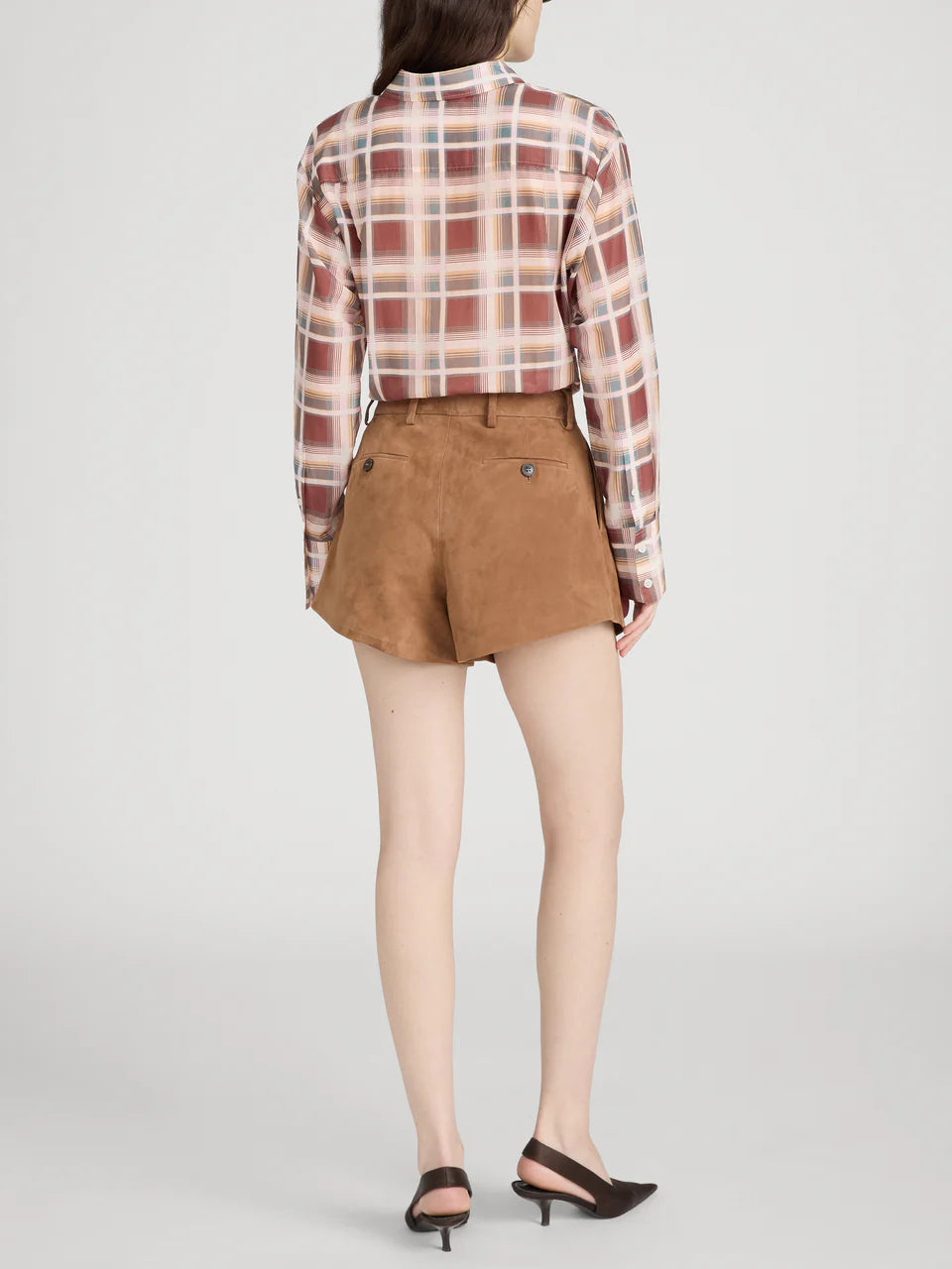 FRAME The Boy Shirt in Silver Peony Plaid
