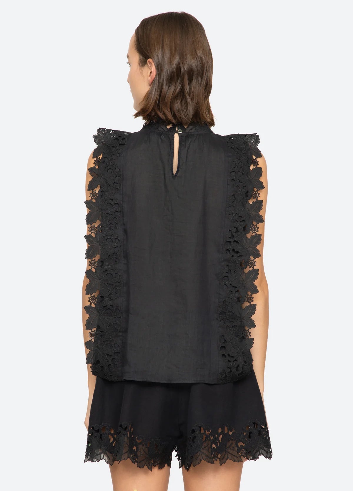 Sea New York Eleannora Embroidered Top in Black