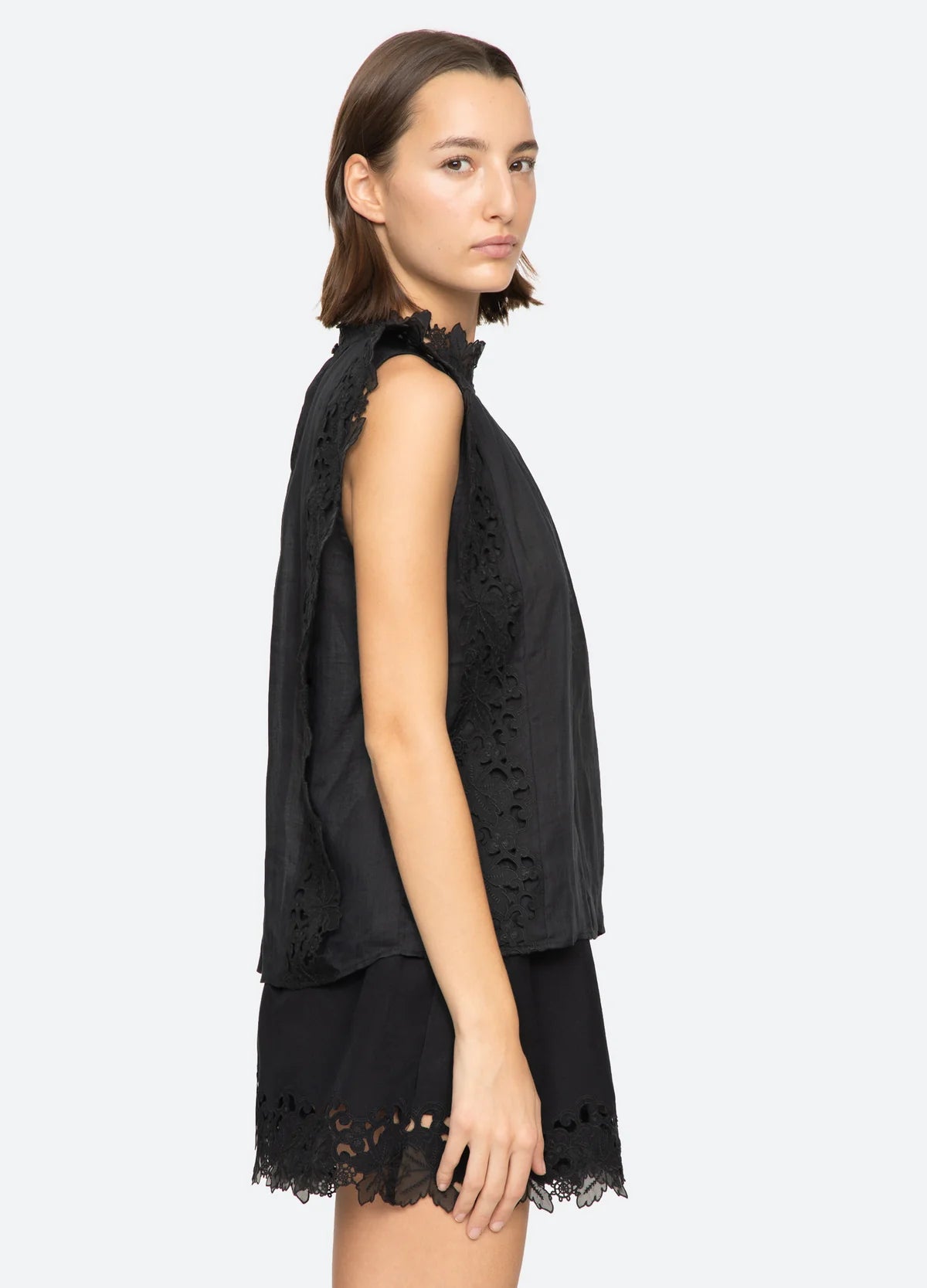 Sea New York Eleannora Embroidered Top in Black