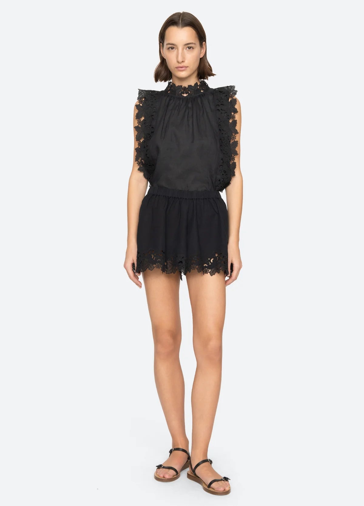 Sea New York Eleannora Embroidered Top in Black