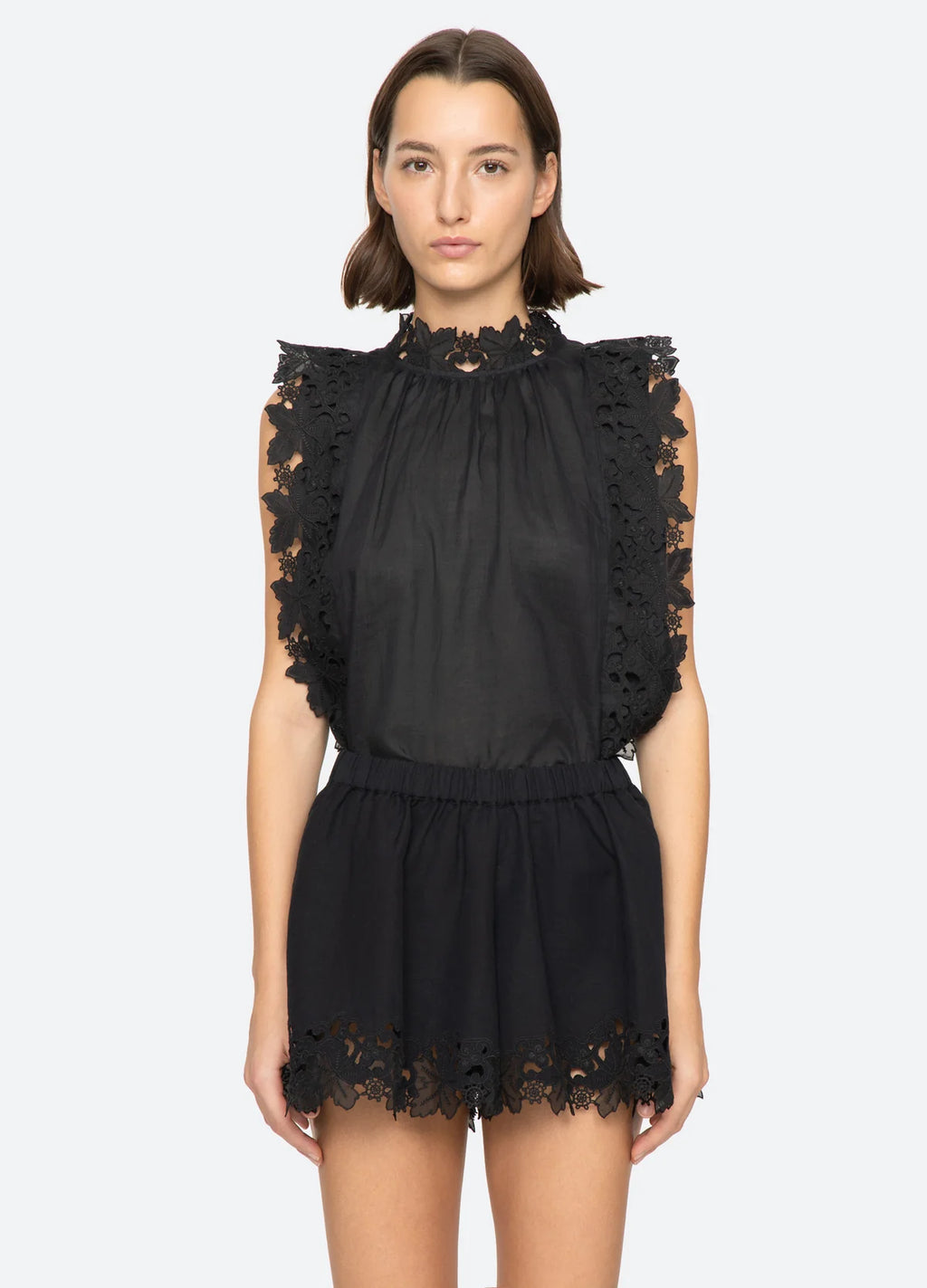 Sea New York Eleannora Embroidered Top in Black