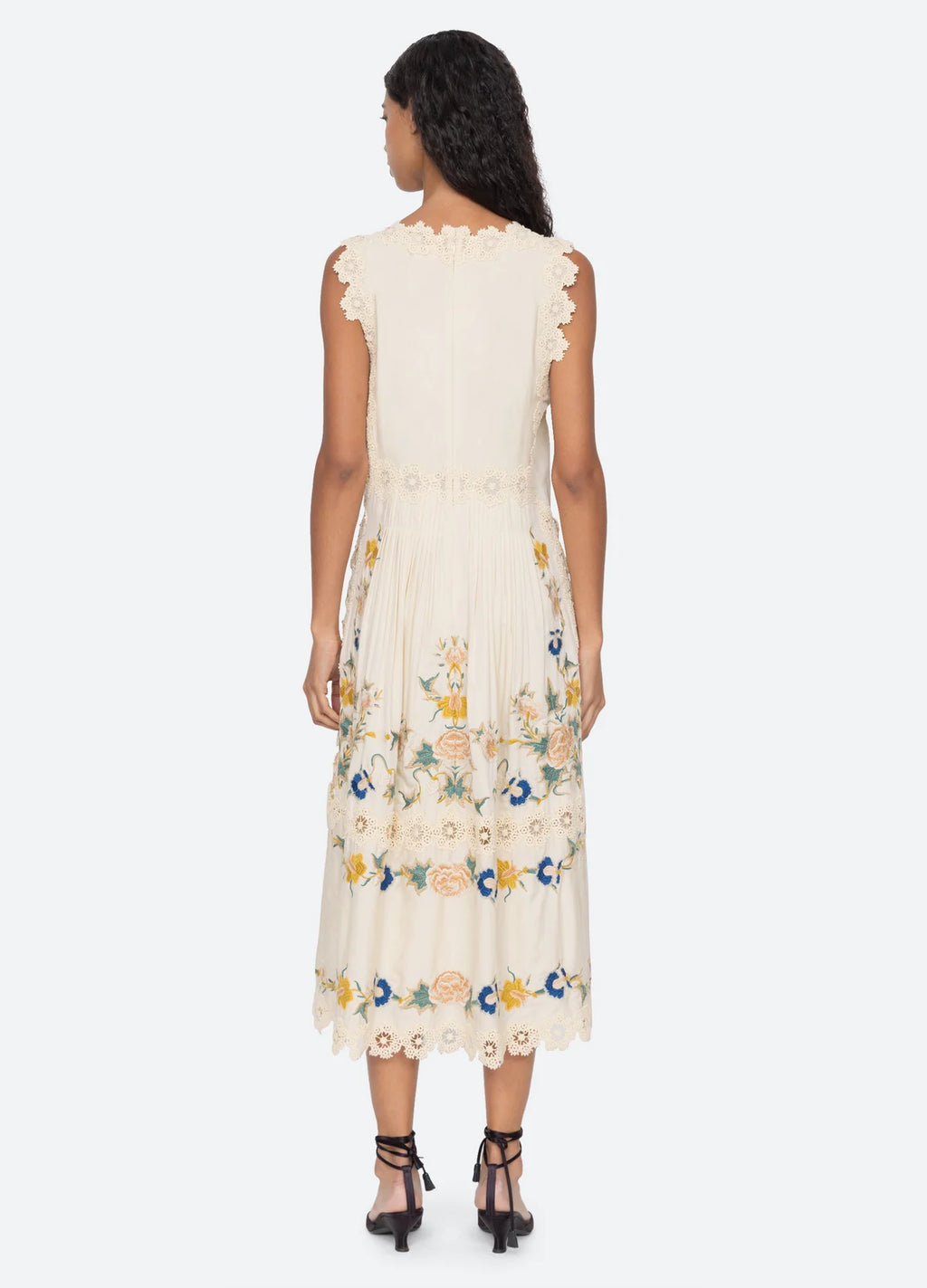 Sea New York Adonna Embroidered Midi Dress in Cream