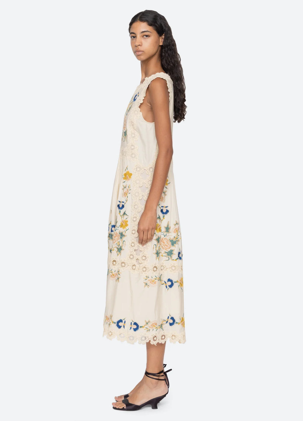 Sea New York Adonna Embroidered Midi Dress in Cream
