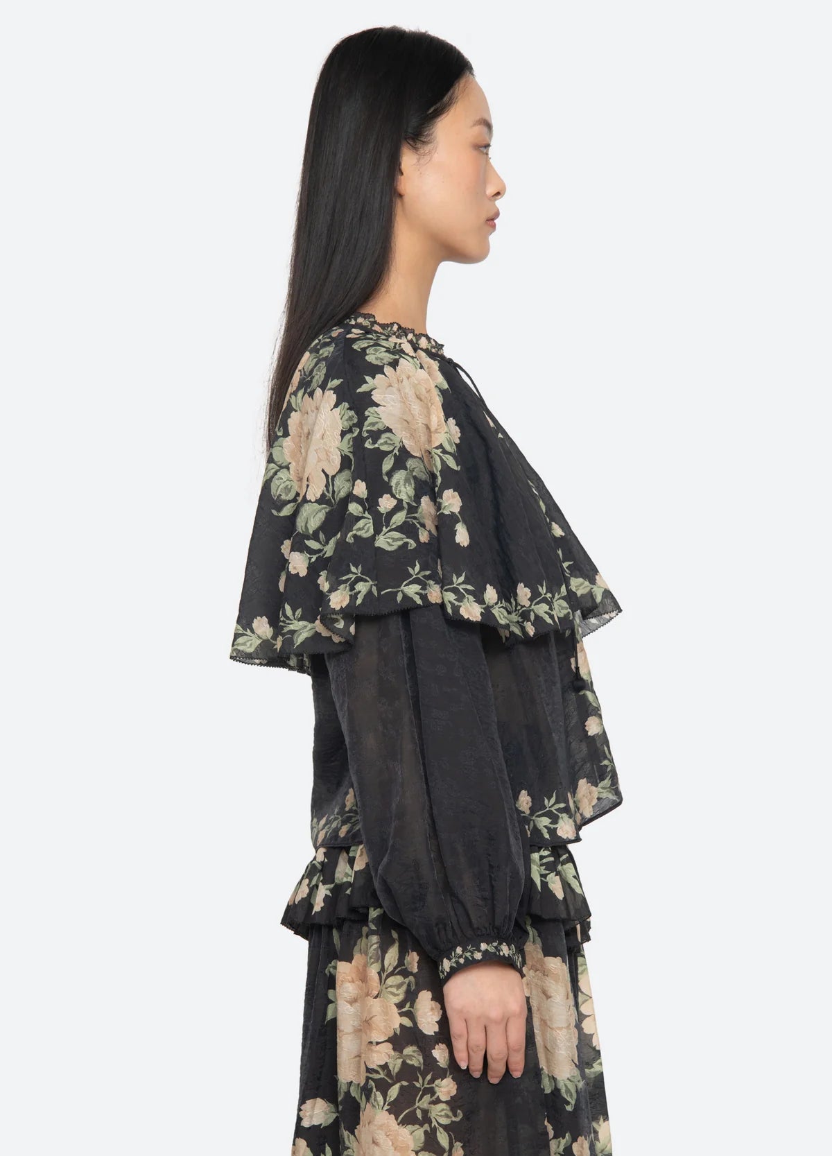 Sea New York Christina Cape Blouse in Black