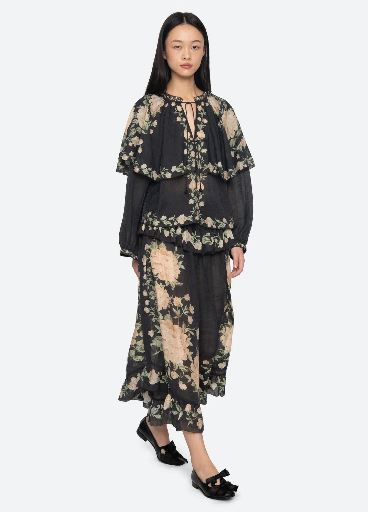 Sea New York Christina Cape Blouse in Black