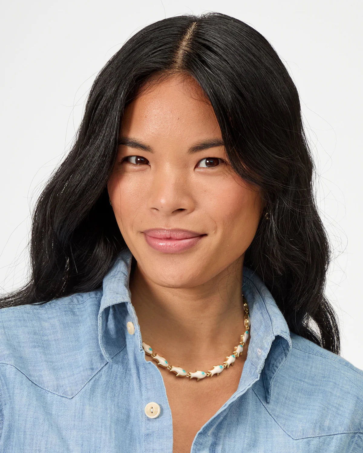 Clare V. Pearl Sardine Necklace in Cream