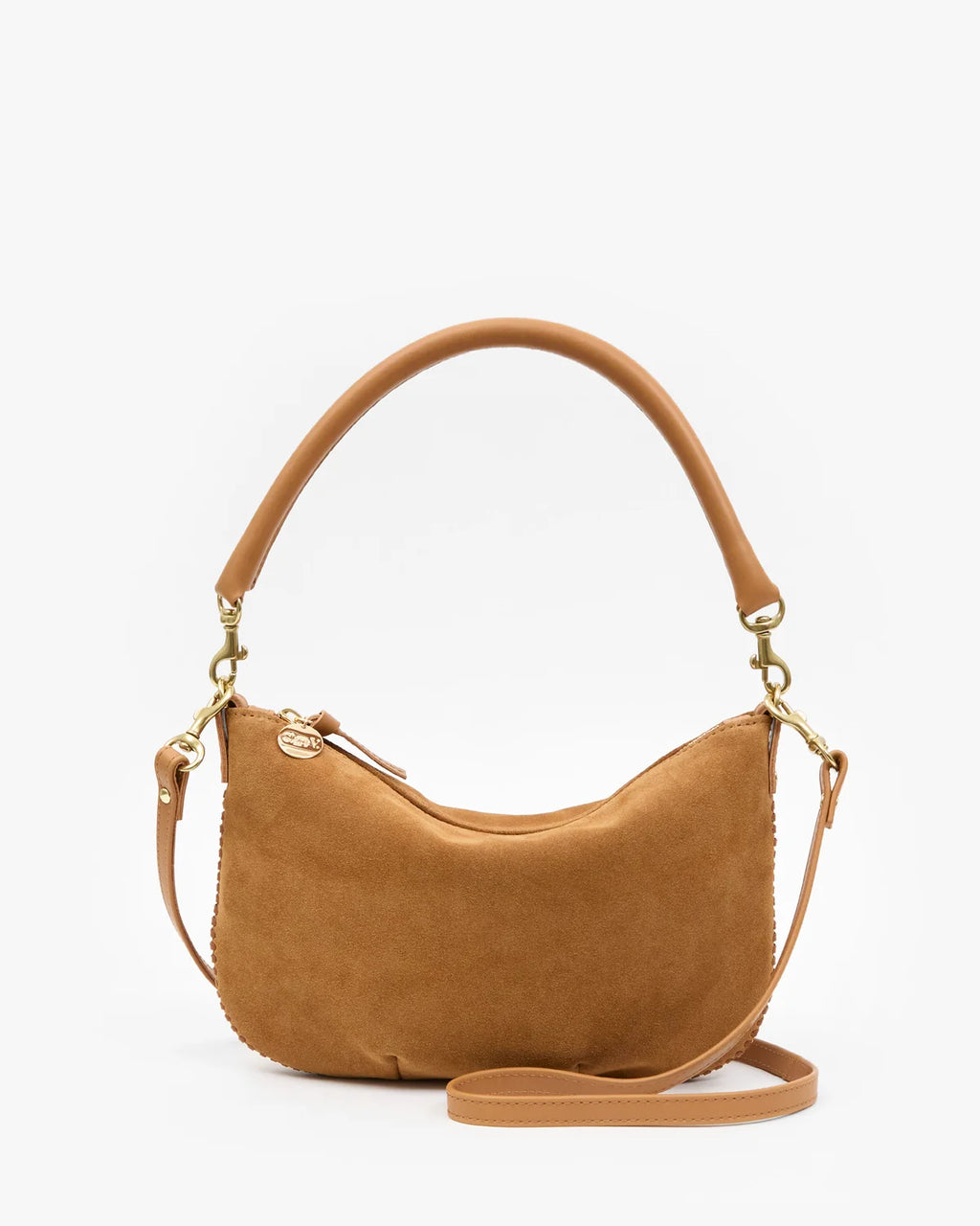 Clare V. Petit Moyen Messenger in Caramel Suede w/ Whipstitch